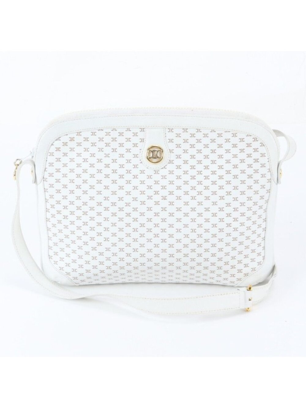 Celine Triomphe Leather Shoulder Bag Crossbody Gold Hand